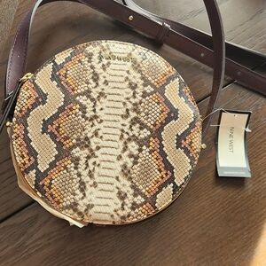 Nine West Beige and Brown Snake Print Crossbody Bag